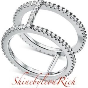 Michael Kors Women's Custom Kors Sterling Silver Pavé Nesting Ring Jacket